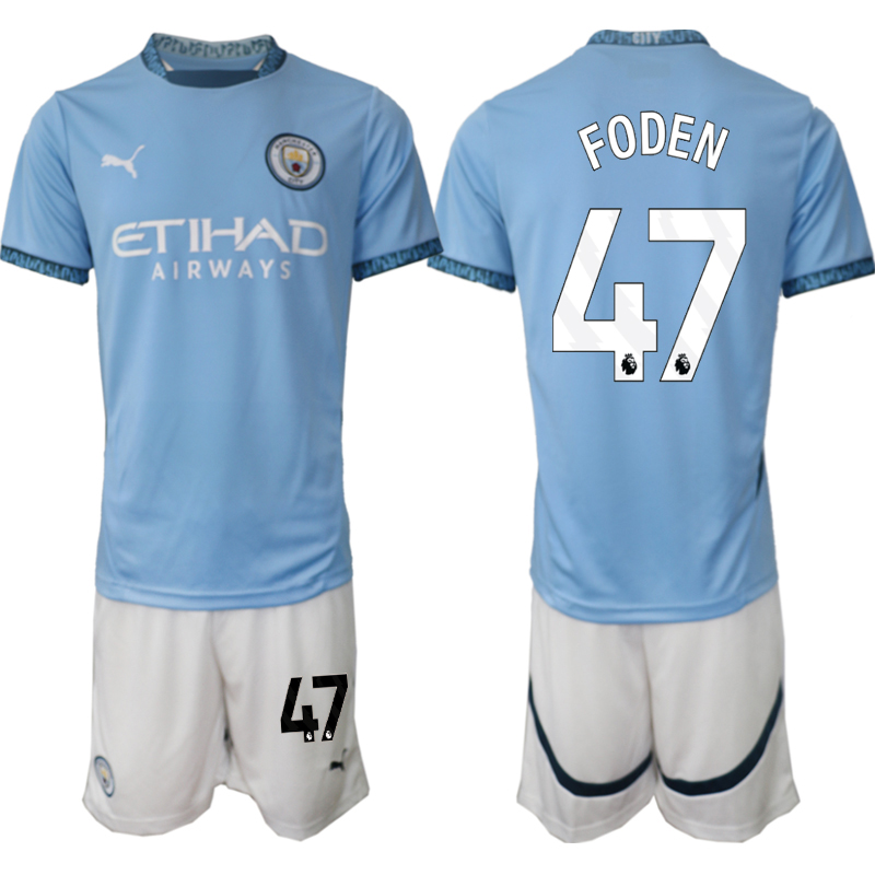 Men 2024-2025 Club Manchester City home blue #47 Soccer Jersey